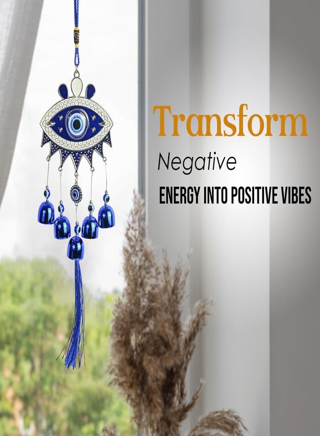 Hindcraft Vastu Decorative Items for Home, Metal Evil Eye Hanging for Home Entrance, 5 Bells Charm - Decorative Hanging for Good Luck, Protection, and Positive Energy - Home Decor Accessory - Image 3